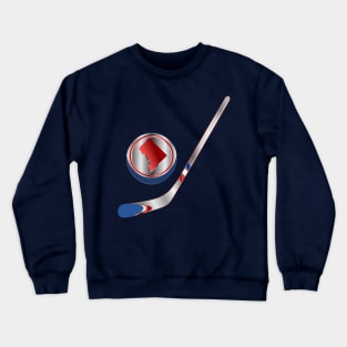 NHL - WA DC Silver White Red Blue Stick and Puck Crewneck Sweatshirt